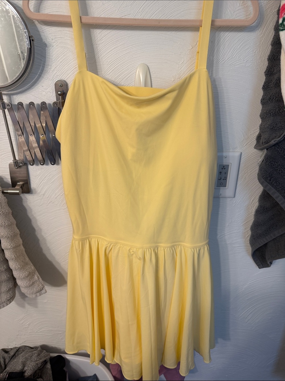 aerie Pale Yellow Cowl Neck Mini Dress